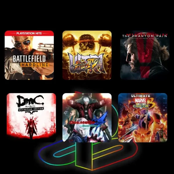 COMBO Battlefield™ Hardline, ULTRA STREET FIGHTER IV, METAL GEAR SOLID V THE PHANTOM PAIN, DmC Devil May Cry™ Definitive Edition, Devil May Cry 4 Special Edition & ULTIMATE MARVEL VS. CAPCOM 3 - PS4 & PS5