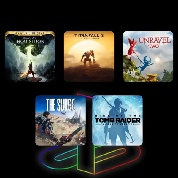 COMBO Dragon Age Inquisition Game of the Year Edition, Titanfall 2 Ultimate Edition, Unravel Two, The Surge, Rise of the Tomb Raider 20 Year Celebration - PS4 & PS5