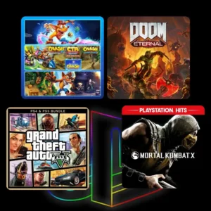 COMBO 8 JUEGOS | Crash Bandicoot™ - Crashiversary Bundle, DOOM Eternal Standard Edition, Grand Theft Auto V, Mortal Kombat X | PS4 & PS5