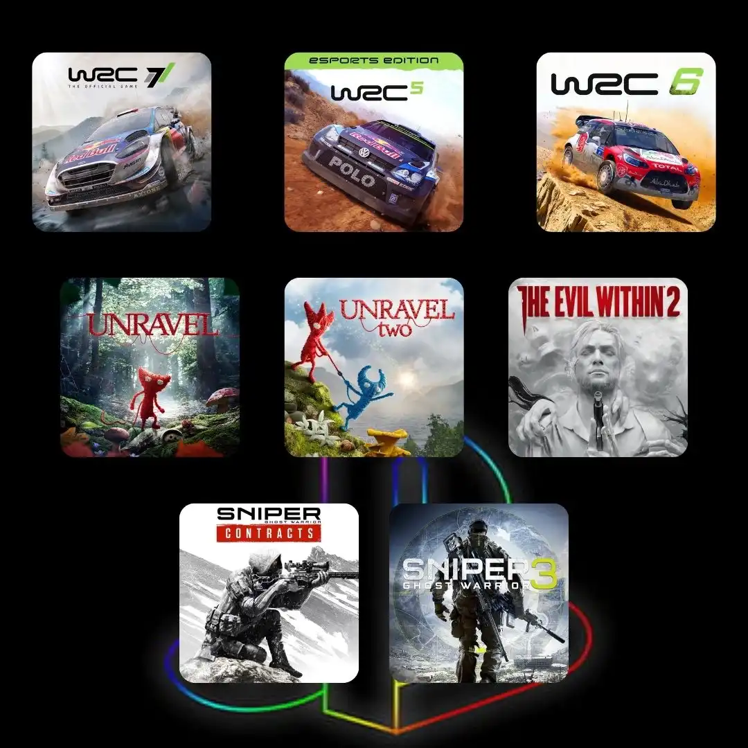 COMBO WRC Collection, Unravel Yarny Bundle, The Evil Within® 2, Sniper Ghost Warrior Contracts & SGW3 Unlimited Edition – PS4 & PS5