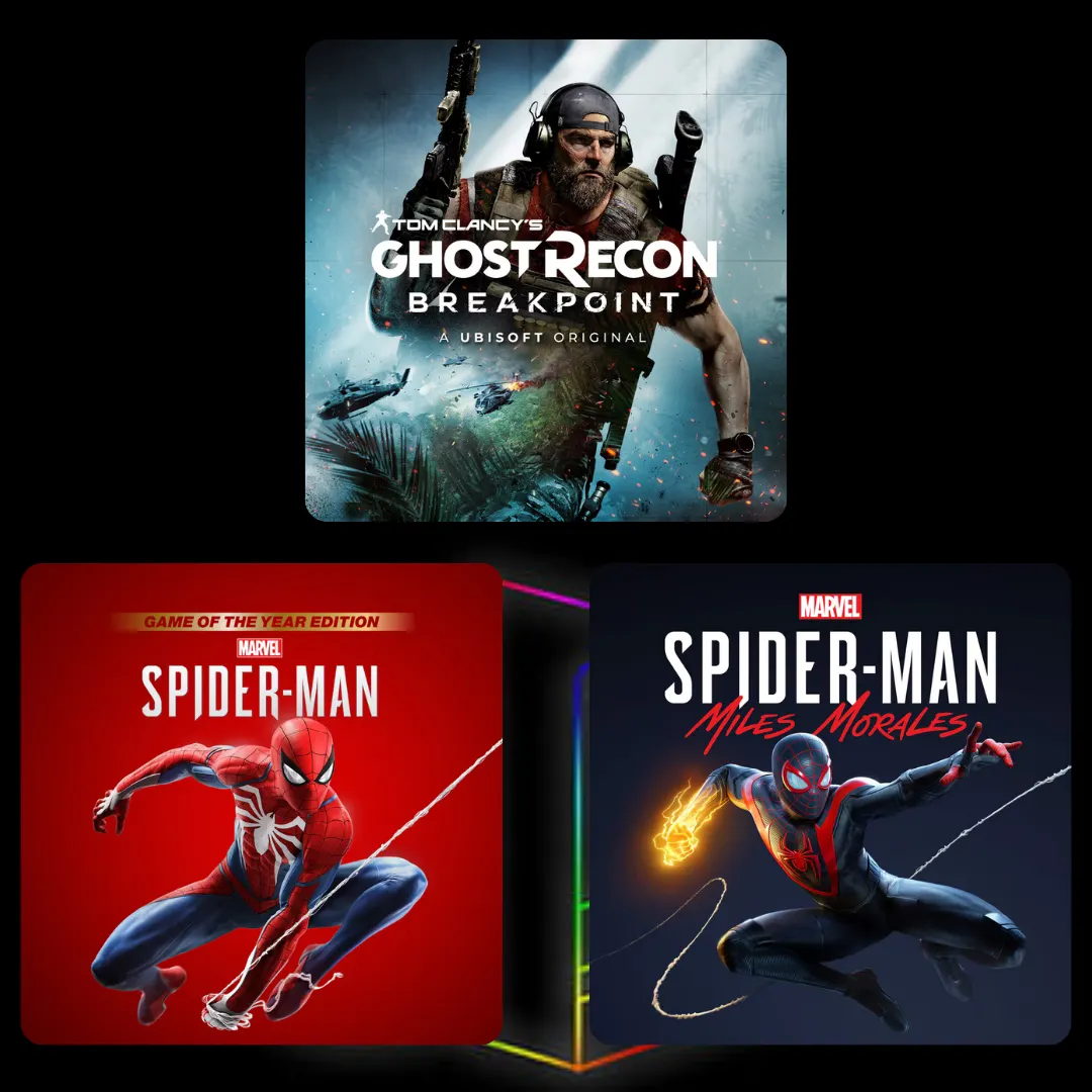 Combo PS4 / PS5 – Marvel’s Spider-Man + Spider-Man Miles Morales + Ghost Recon Breakpoint