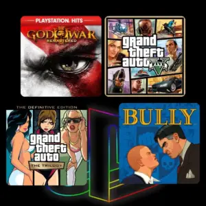 Combo PS4 / PS5 – God of War III + GTA V + Bully + GTA Trilogy