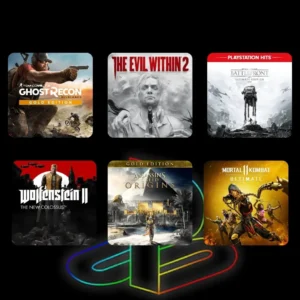 Pack PS4/PS5 (Digital): The Evil Within + Assassin’s Creed Origins Gold Edition + Star Wars Battlefront Ultimate Edition + Mortal Kombat 11 Ultimate Edition + Wolfenstein II + Tom Clancy’s Ghost Recon Wildlands