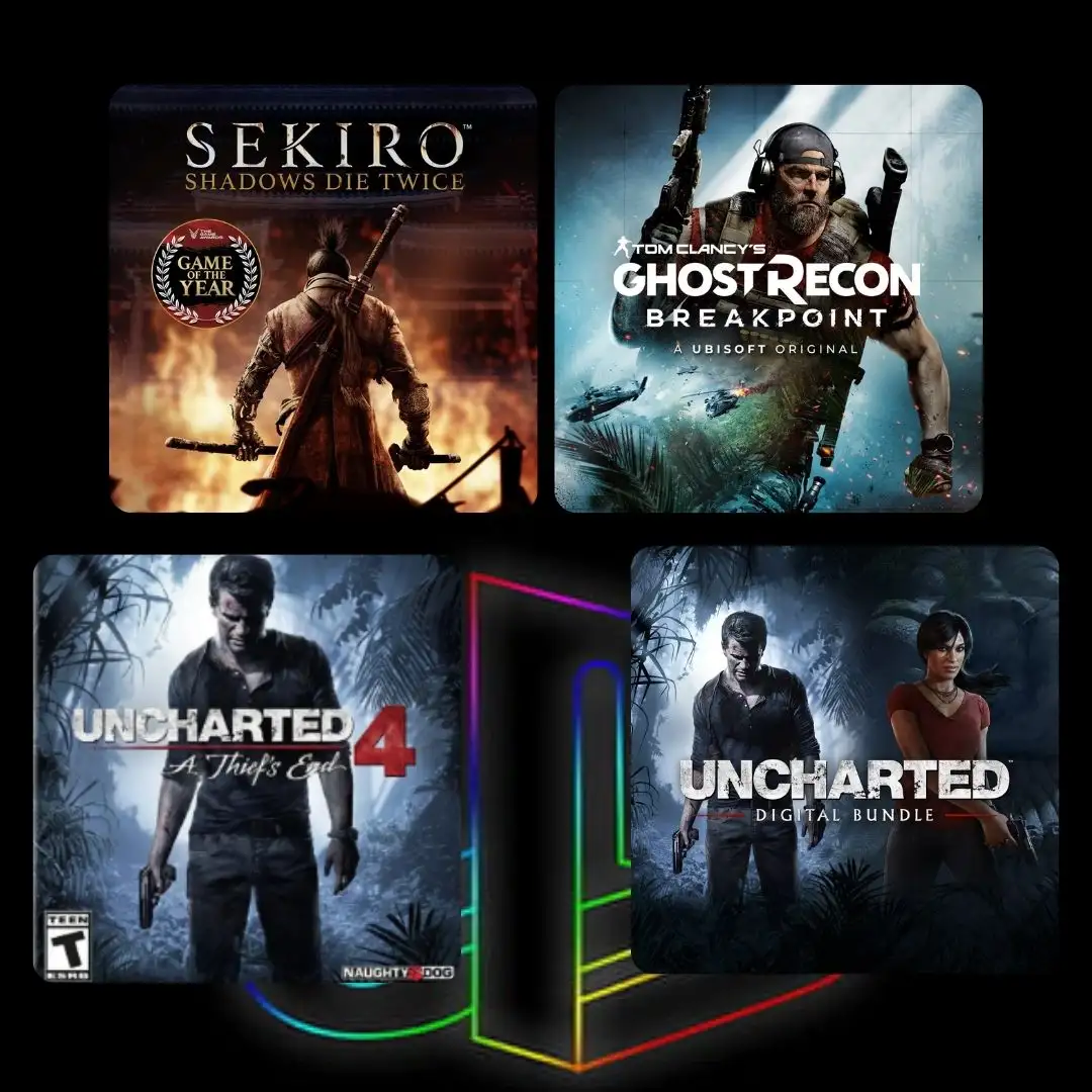 Combo PS4 / PS5 – Uncharted 4 + Lost Legacy + Ghost Recon Breakpoint + Sekiro