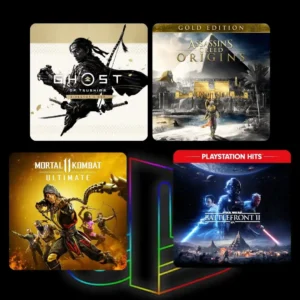 Pack PS4/PS5 (Digital): Ghost of Tsushima Director’s Cut + Star Wars Battlefront II + Mortal Kombat 11 Ultimate + Assassin’s Creed Origins Gold Edition