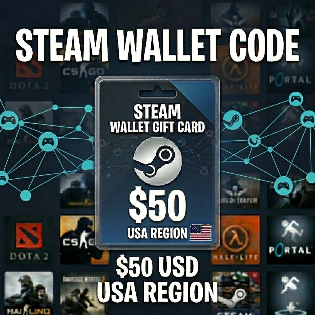 Steam Wallet Gift Card 50 USD (Storeable)