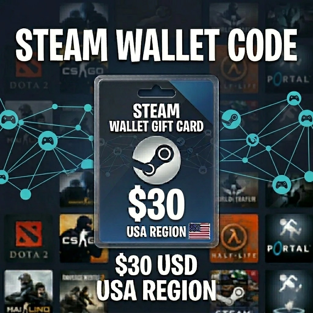 Steam Wallet Gift Card 30 USD (Storeable)