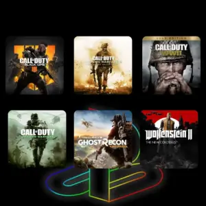 Mega Pack 6 Juegos: Call of Duty®: Modern Warfare® 2 Campaign Remast+ Call of Duty®: Black Ops 4+Call of Duty®: WWII - Gold Edition+Call of Duty®: Modern Warfare® Remastered +Tom Clancy’s Ghost Recon® Wildlands - Standard Edition+ Wolfenstein® II: The New Colossus