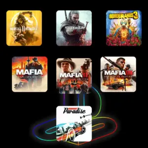 Combo PS4 / PS5 – Mortal Kombat 11 + The Witcher 3 + Borderlands 3 + Mafia Trilogy + Burnout Paradise